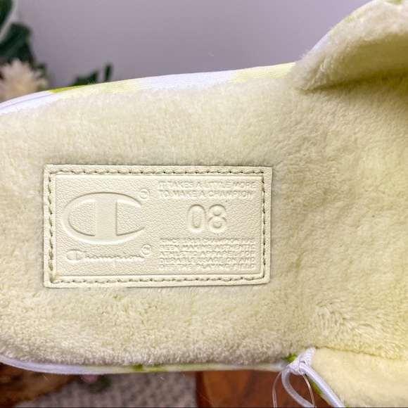 Champion NWT Plush Lemon Cloud Slipper Slides Green Tie Dye Blue Size 8 - Picture 9 of 13